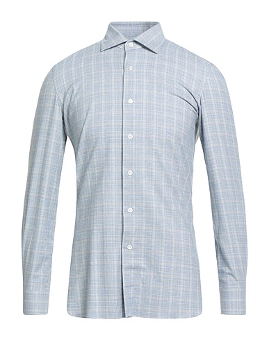 ERRICO FORMICOLA Napoli Camisa de cuadros CELESTE 95% Algodón, 5% Cachemir