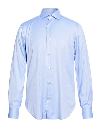 BARBA Napoli Solid colour shirt Light blue 100% Cotton