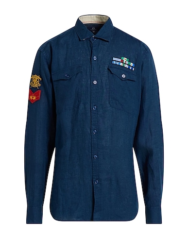 LA MARTINA Λινό πουκάμισο Σκούρο μπλε της νύχτας 100% Λινό