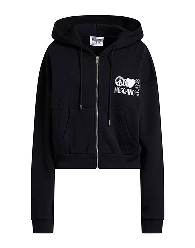 MOSCHINO JEANS Hooded sweatshirt Black 100% Cotton, Elastane