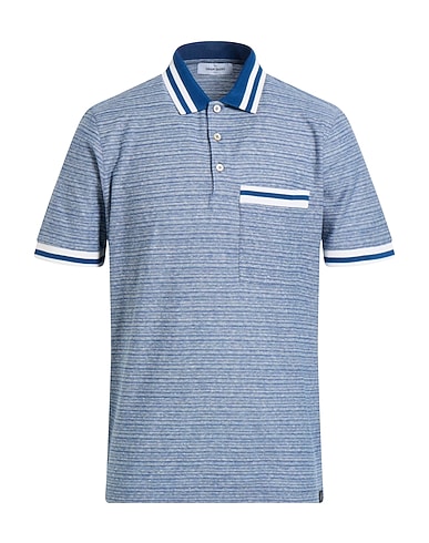 GRAN SASSO Polo shirt Slate blue 85% Cotton, 15% Linen