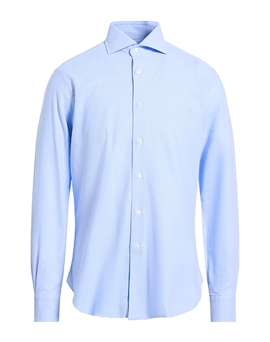 BARBA Napoli Solid color shirt CULTO Light blue 100% Cotton