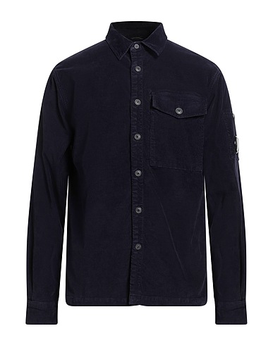 C.P. COMPANY Solid color shirt Midnight blue 97% Cotton, 3% Elastane