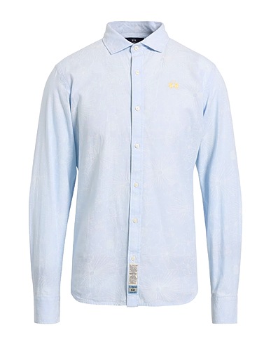 LA MARTINA Patterned shirt Sky blue 100% Cotton