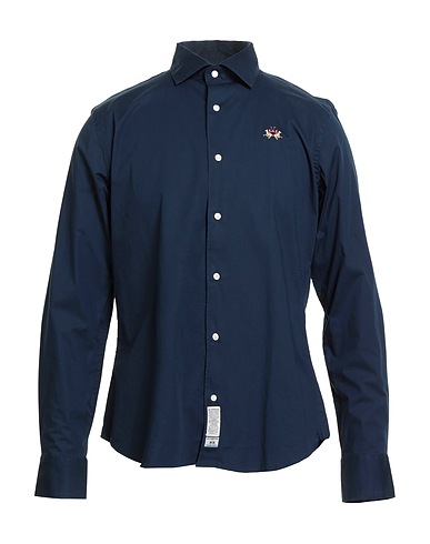 LA MARTINA Camicia tinta unita Blu notte 97% Cotone, 3% Elastan