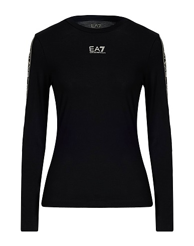 EA7 T-shirt Black 62% Polyester, 33% Viscose, 5% Elastane, Metallic fiber