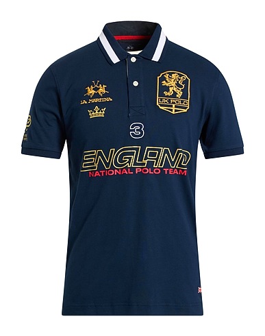 LA MARTINA Polo shirt Midnight blue 95% Cotton, 5% Elastane
