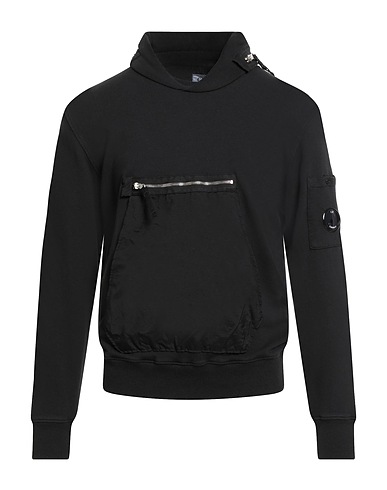 C.P. COMPANY Hooded sweatshirt Black 100% Cotton, Polyamide, Polyurethane
