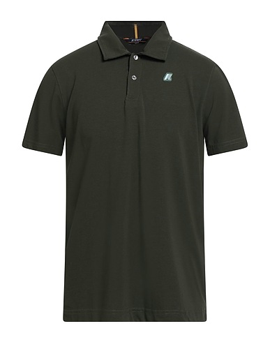 K-WAY Polo shirt Military green 95% Cotton, 5% Elastane