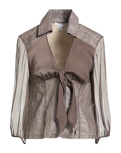 MARIELLA ROSATI Linen shirt Taupe 90% Linen, 10% Polyurethane, Silk