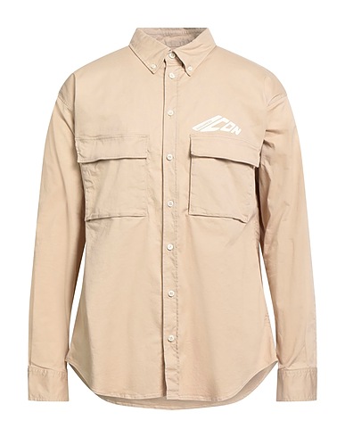 DSQUARED2 Solid colour shirt ICON Sand 97% Cotton, 3% Elastane
