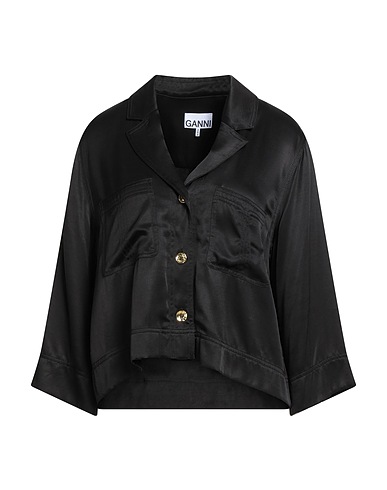 GANNI Solid colour shirts & blouses Black 50% Viscose, 50% Cupro