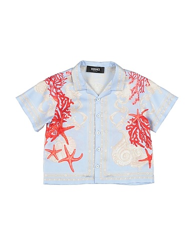 VERSACE YOUNG Patterned shirt Sky blue 100% Silk