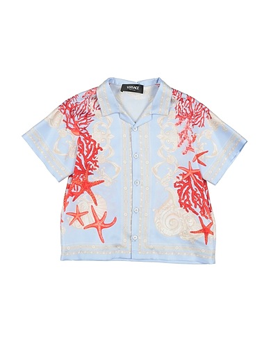 VERSACE YOUNG Hemd mit Muster Himmelblau 100% Seide