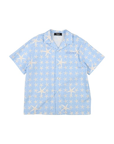 VERSACE YOUNG Patterned shirt Light blue 100% Cotton, Viscose, Polyester