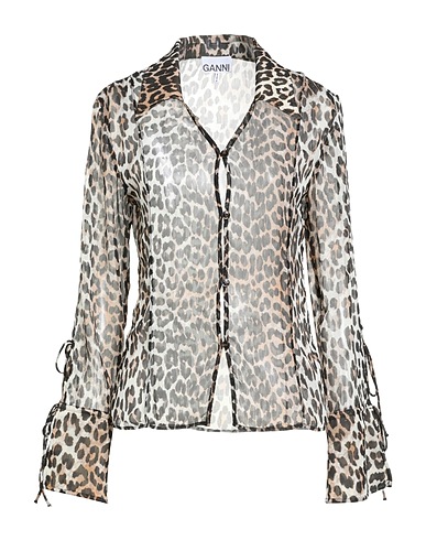 GANNI Patterned shirts & blouses Dark brown 100% Recycled polyester