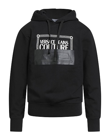 VERSACE JEANS COUTURE Hooded sweatshirt Black 100% Cotton, Elastane