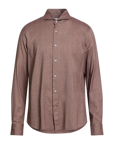 GIANNETTO PORTOFINO Solid colour shirt Brown 60% Cotton, 40% Lyocell