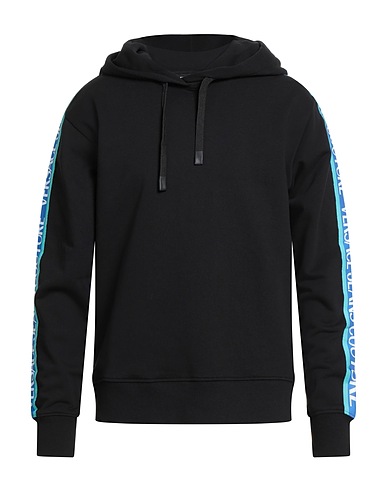 VERSACE JEANS COUTURE Hooded track jacket  Black 100% Cotton, Elastane
