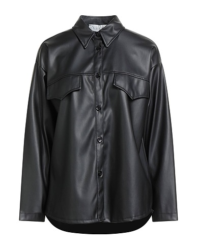 HAVEONE Solid color shirts & blouses Black 50% Polyester, 50% Polyurethane