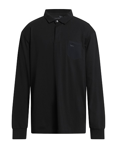 HARMONT & BLAINE Polo shirt Black 95% Cotton, 5% Elastane