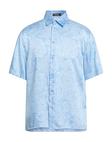 VERSACE Patterned shirt Sky blue 100% Polyester