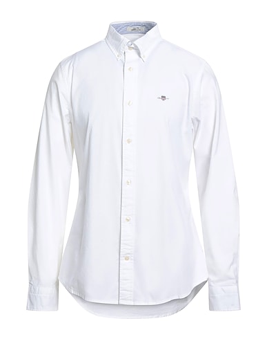 GANT Solid color shirt White 98% Cotton, 2% Elastane