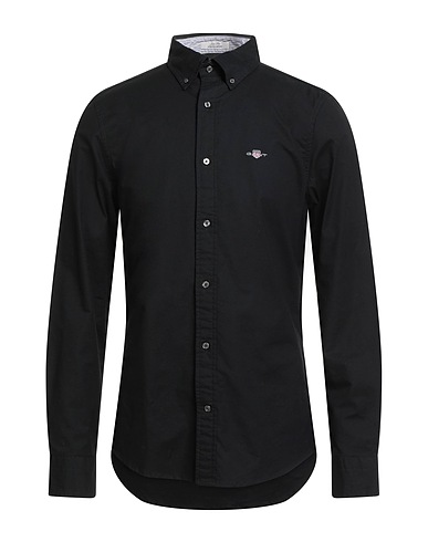 GANT Solid color shirt Black 98% Cotton, 2% Elastane