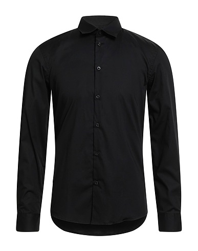 SEINSE Solid color shirt Black 97% Cotton, 3% Elastane