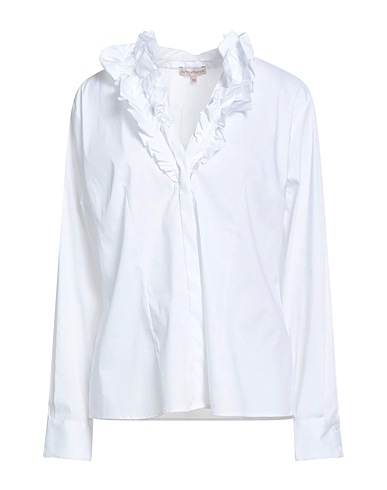 CAMICETTASNOB Solid colour shirts & blouses White 79% Cotton, 18% Polyamide, 3% Elastane