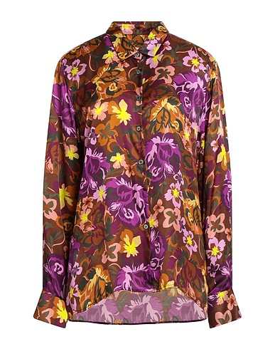 ROBERT FRIEDMAN Floral shirts & blouses Brown 97% Viscose, 3% Elastane