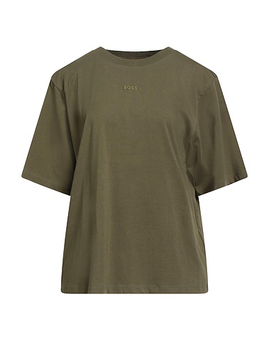 BOSS Basic T-Shirt Military green 97% Cotton, 3% Elastane