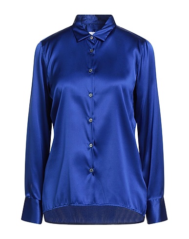 ROBERT FRIEDMAN Solid color shirts & blouses Blue 93% Silk, 7% Elastane