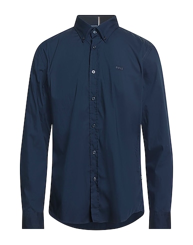 BOSS Solid color shirt Midnight blue 72% Cotton, 24% Polyamide, 4% Elastane