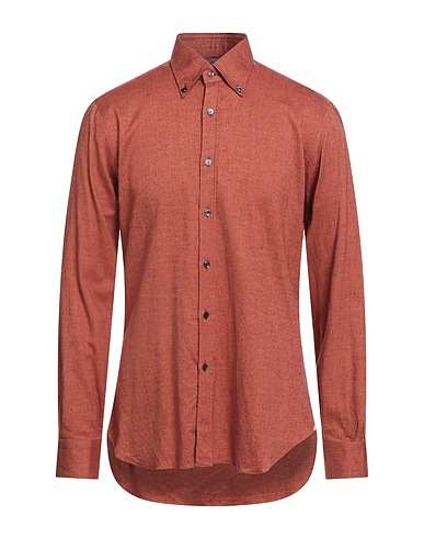 BARBA Napoli Einfarbiges Hemd Rostrot 100% Baumwolle