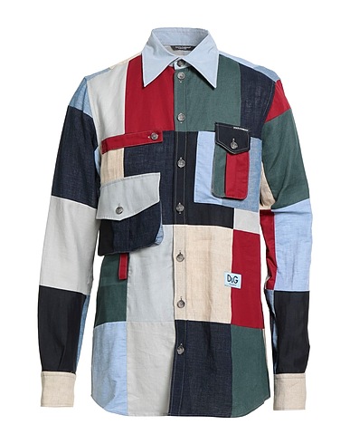 DOLCE&GABBANA Patterned shirt 77% Linen, 20% Cotton, 3% Viscose