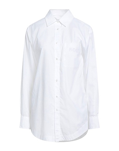 BOSS Solid color shirts & blouses White 100% Cotton