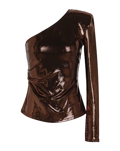 PATRIZIA PEPE SERA One-shoulder top Bronze 94% Acetate, 6% Elastane