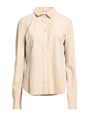 FORTE_FORTE Solid color shirts & blouses Beige 100% Leather