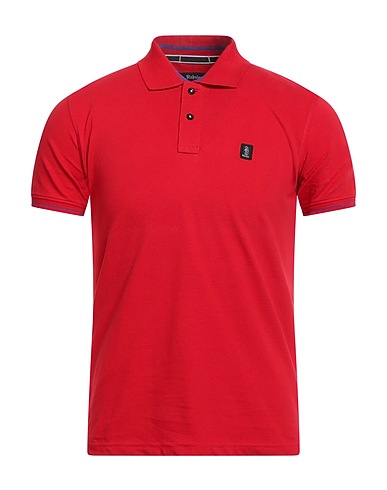 REFRIGUE Polo shirt Red 97% Cotton, 3% Elastane