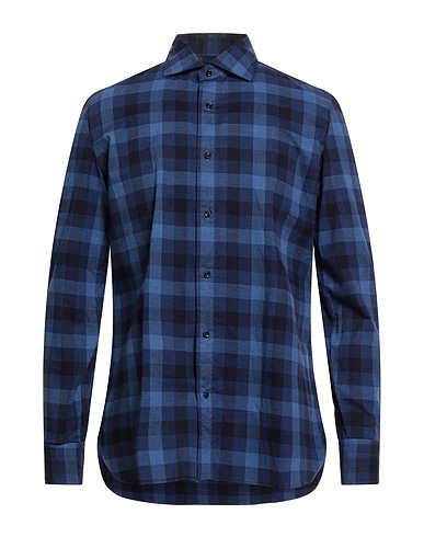 LUIGI BORRELLI NAPOLI Checked shirt Blue 100% Cotton