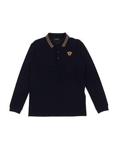 VERSACE YOUNG Polo shirt Midnight blue 100% Cotton