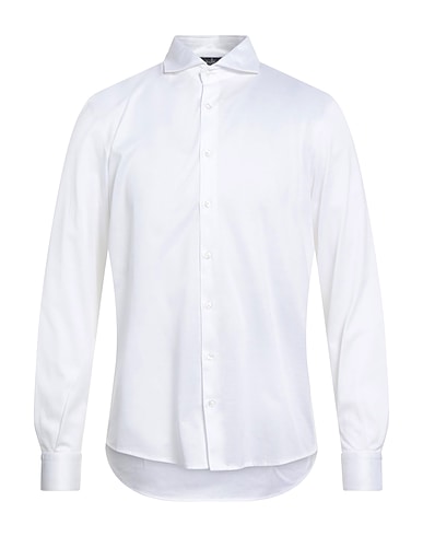 BARBA Napoli 솔리드 컬러 셔츠 화이트 100% 코튼
