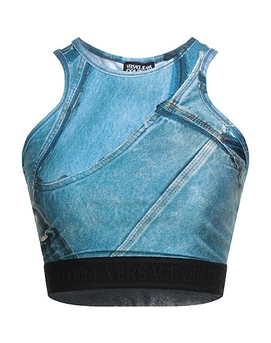 VERSACE JEANS COUTURE Top Azure 80% Polyester, 20% Elastane