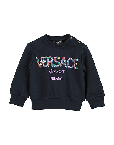 VERSACE YOUNG Sweatshirt Midnight blue 100% Cotton, Elastane