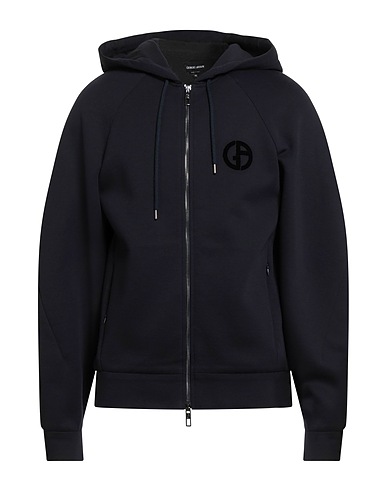 GIORGIO ARMANI Hooded track jacket  Midnight blue 80% Cotton, 20% Polyamide