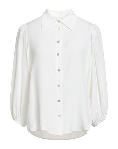 MERCI ITALIA Solid color shirts & blouses White 82% Acetate, 18% Silk