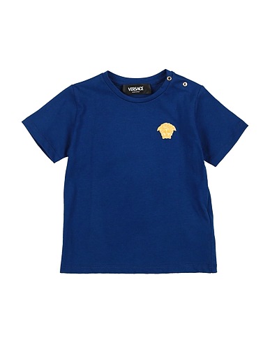 VERSACE YOUNG T-shirt Blue 100% Cotton, Viscose, Polyester