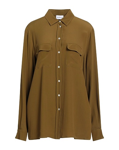 MARELLA Solid colour shirts & blouses Military green 69% Acetate, 31% Silk