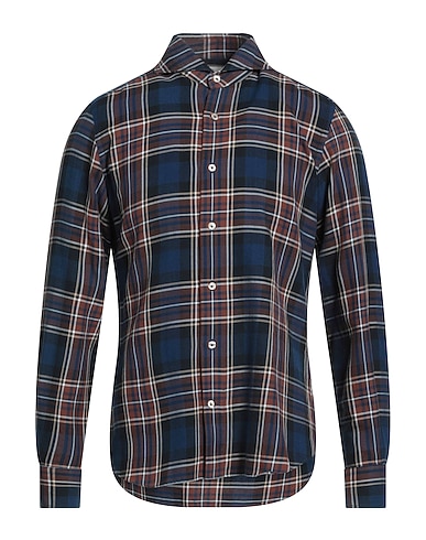GIANNETTO PORTOFINO Checked shirt Navy blue 100% Cotton